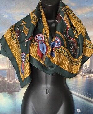 Hermes Silk Scarf Saddle With Tag EUC As Is